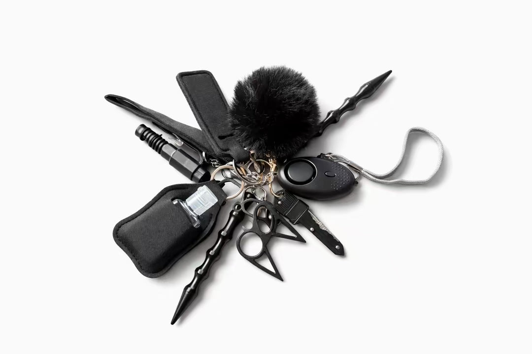 Safety Chic Set – 9 Delige Vrouwen Veiligheids Sleutelhanger