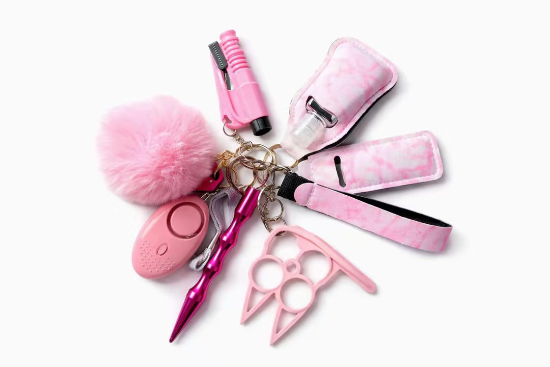 Safety Chic Set – 9 Delige Vrouwen Veiligheids Sleutelhanger